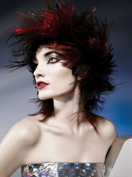Hair with lifted, pivoting styling