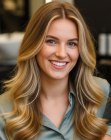 Long honey-blonde hair with waves