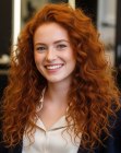 Long red hair with curls
