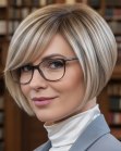 Short angled blonde bob