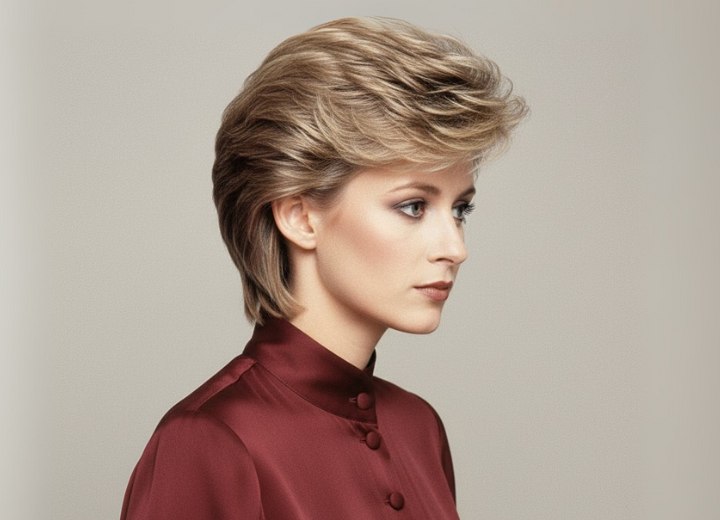 Short graduated 1980s haircut