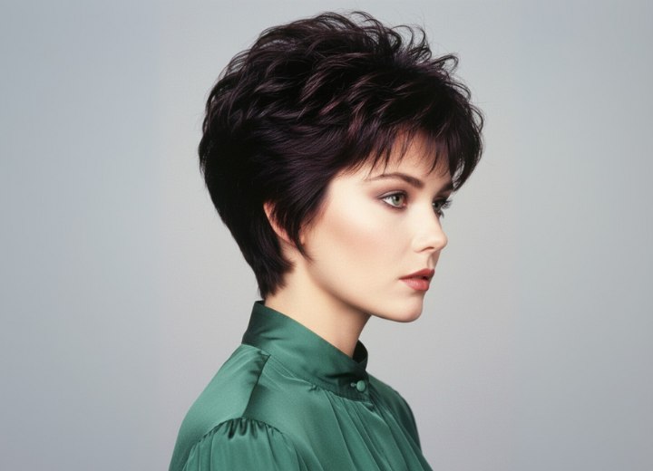 Short and spiky 1980s haircut