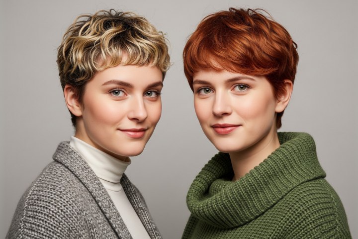 Girls with trendy pixie cuts
