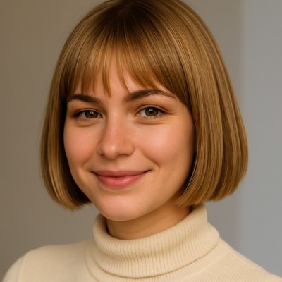 Woman with fashionable long bangs