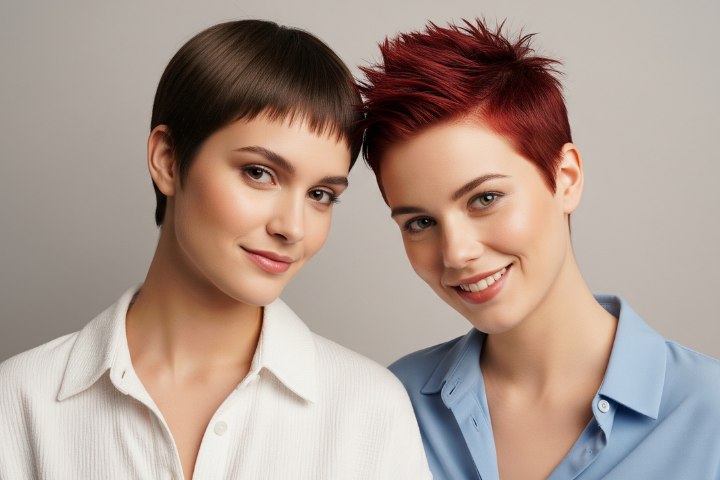Women wearing their hair in a pixie crop