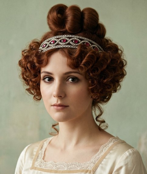 Romantic updo with a jeweled headband