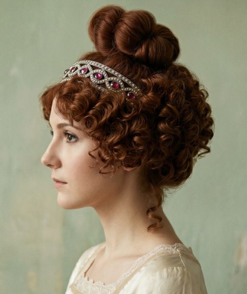 Regency-inspired hairstyle with curls