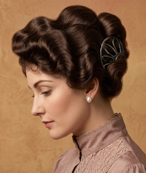 1914 updo with dark waves