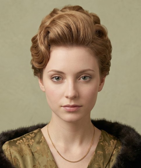Early 1910s updo with curls and waves