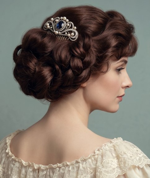 Romantic hairstyle from the Edwardian period