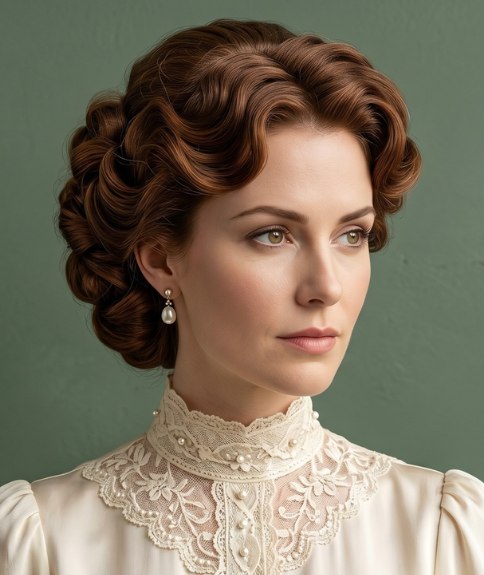 1915 updo with uniform waves