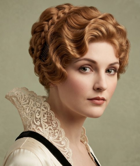 Updo with a braid and large curls