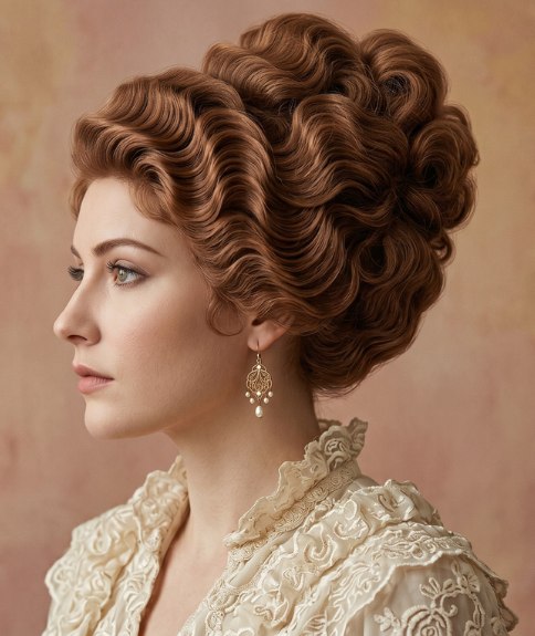 High updo with copper waves