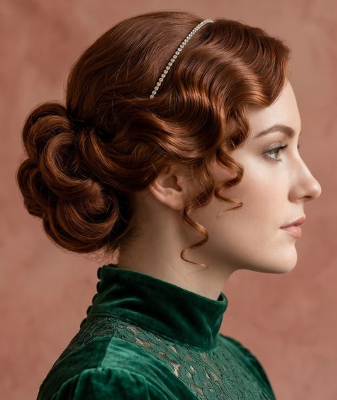 Romantic updo with a headband