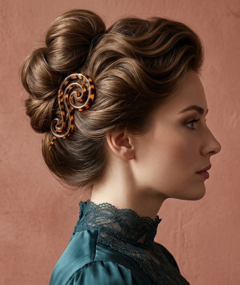1919 hairstyle with a voluminous chignon