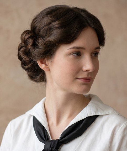 1919 hairstyle with a braided bun