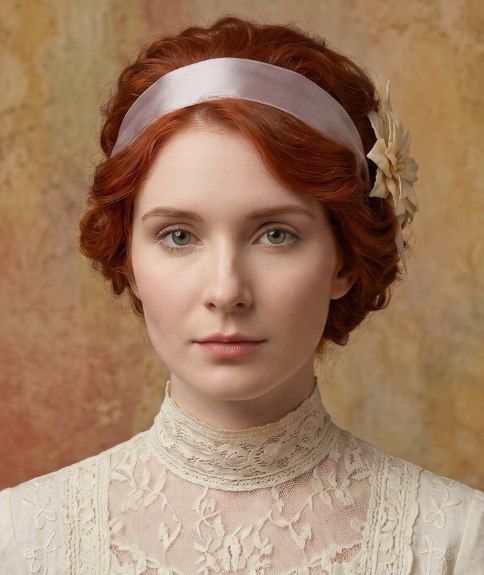 Romantic updo with red hair