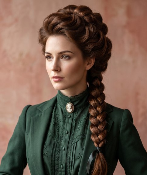 Updo with a long braid