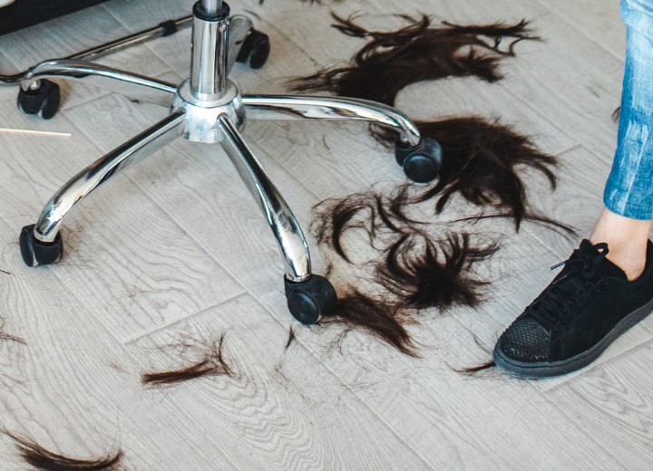 Hair on the salon floor
