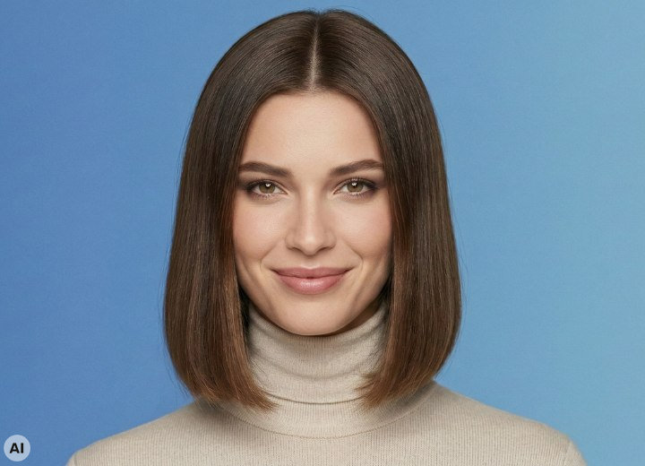 Woman wearing a fine-knit wool turtleneck