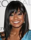 Black hair smoothed straight - Tatyana Ali