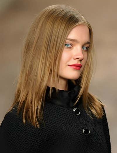 Long silky straight hair with razor-cut ends