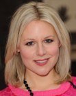 Abi Titmuss with her hair cut into a shoulder length style with texturized ends