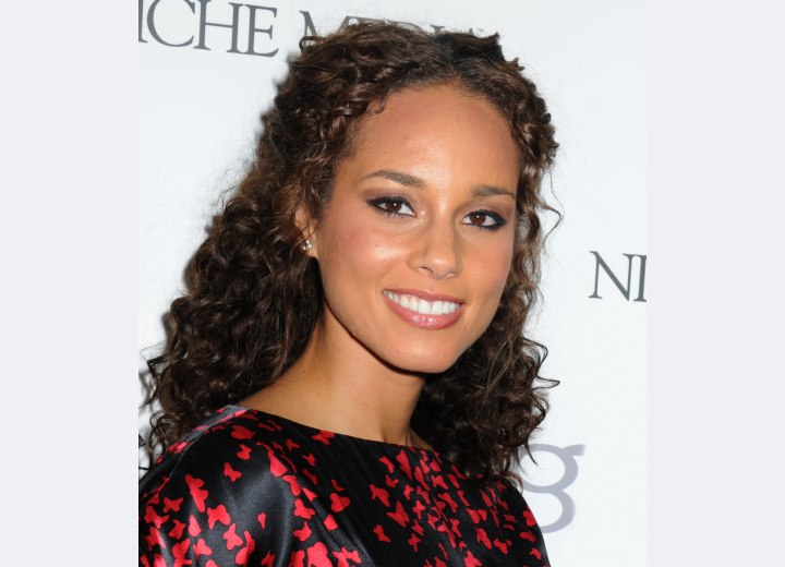 Alicia Keys with long curly hair