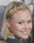 Alison Pill sporting a medium length bob with braiding