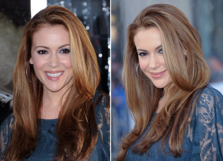 Alyssa Milano wearing her hair long below the shoulders