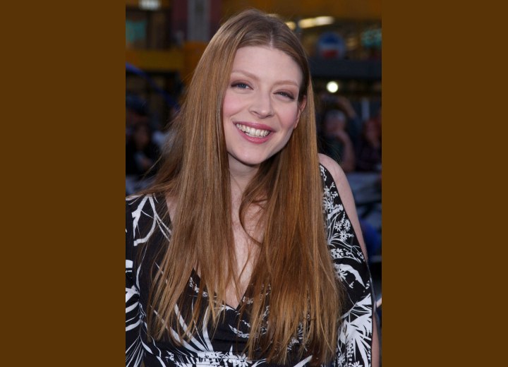 Amber Benson with her long hair flowing loosely