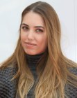 Amber Le Bon's very long hairstyle with layers
