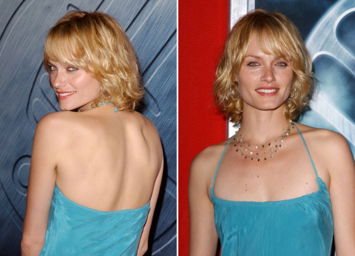 Side view of Amber Valletta's medium hairstyle