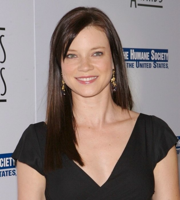 Amy Smart hair styles | Smooth straight hair and a jagged layered haircut