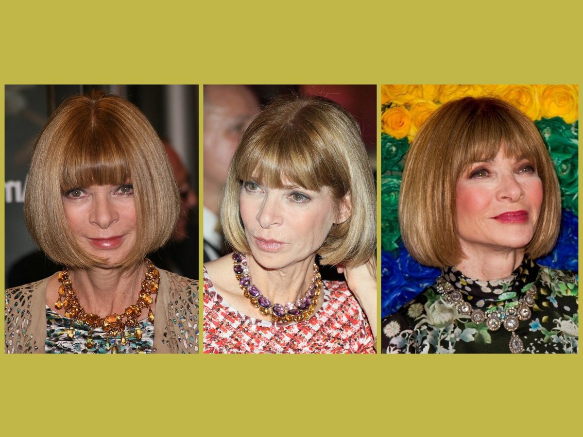 Anna Wintour Hairstyles | Pageboy bob haircut, chin-length and curved inward
