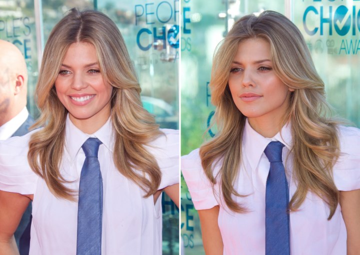 AnnaLynne McCord with a shirt and tie
