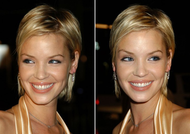 Ashley Scott with short blonde hair