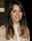Aubrey Plaza with long hair that looks full and voluminous