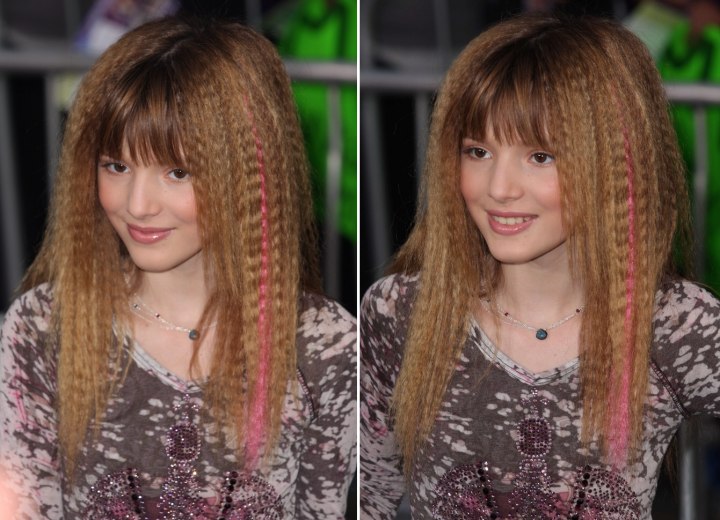 Bella Thorne with long crimped hair