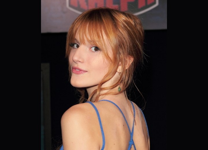 Bella Thorne - Ponytail hairstyle with long bangs
