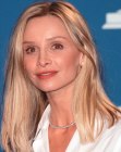 Calista Flockhart with long blunt cut hair that looks thick