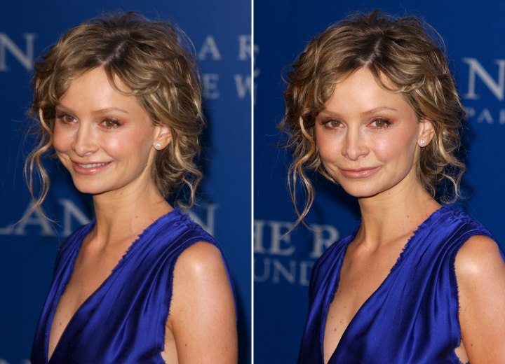 Calista Flockhart wearing her hair pinned up