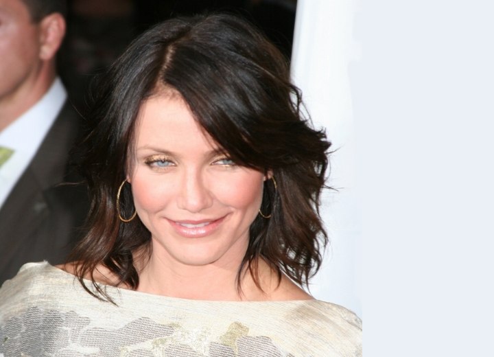 Cameron Diaz with dark brown hair