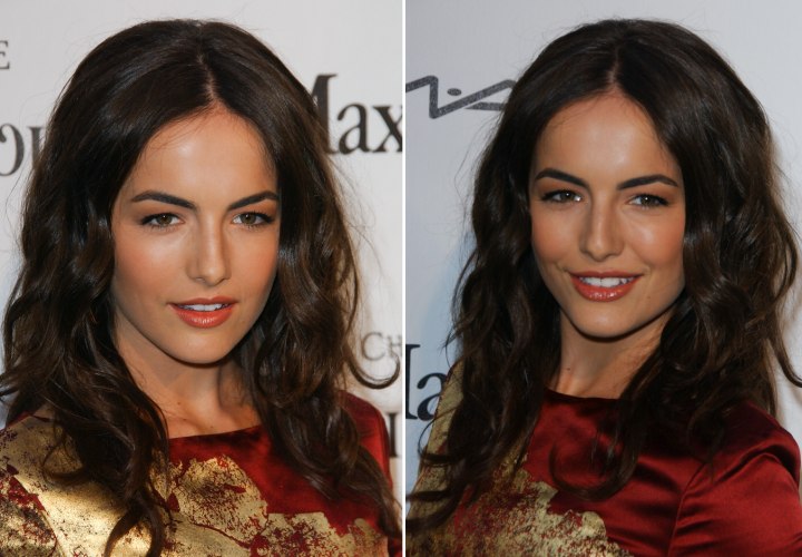 Camilla Belle's long hair with loose curls