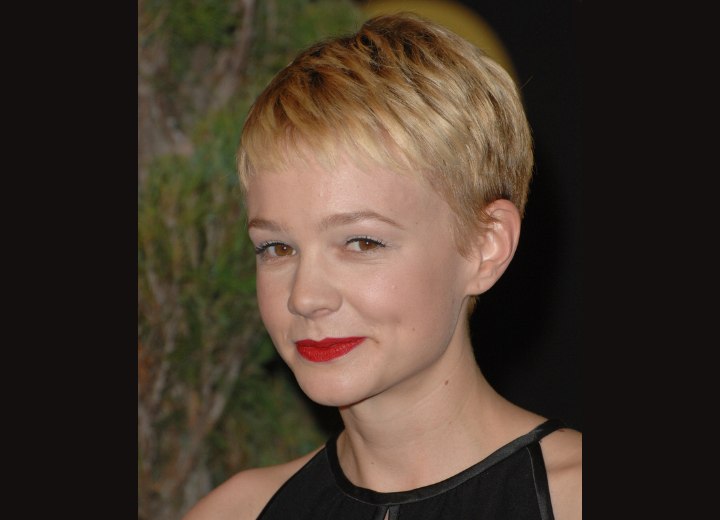 Carey Mulligan with short blonde hair