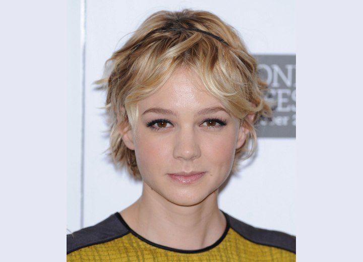 Carey Mulligan with tousled short hair