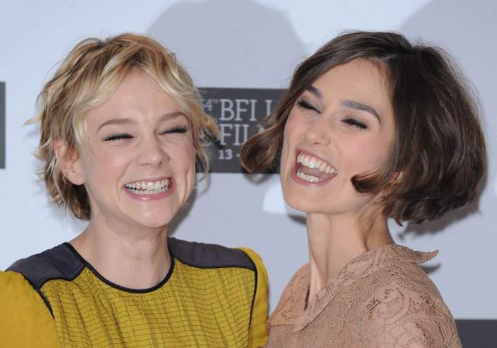 Carey Mulligan and Keira Knightley sporting easy short hairstyles