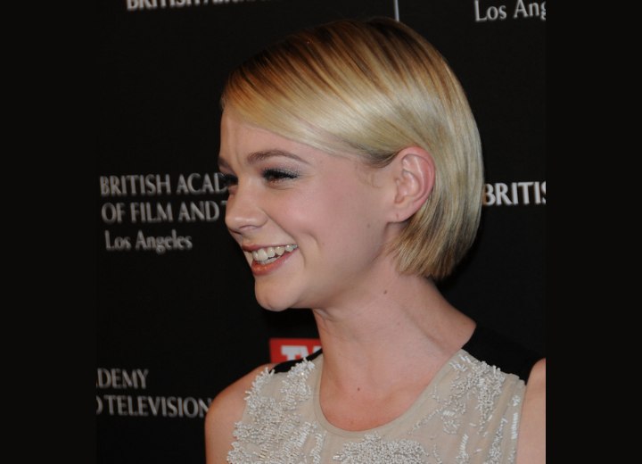 Carey Mulligan with her hair cut in a short bob