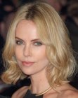 Charlize Theron's with her hair in a bob