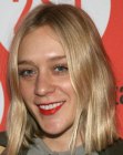 Chloë Sevigny with her hair cut into a long center parted bob